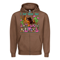 Chestnut i just smile and say god bless Zipper Hoodie - Zillion Design Studio