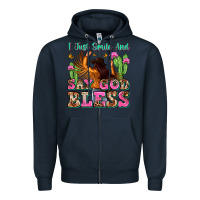 Navy i just smile and say god bless Zipper Hoodie - Zillion Design Studio