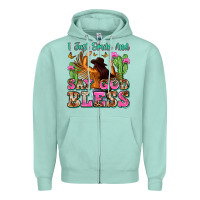 Seafoam i just smile and say god bless Zipper Hoodie - Zillion Design Studio