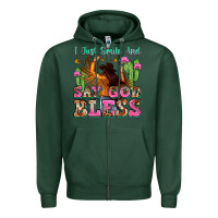 Sports Green i just smile and say god bless Zipper Hoodie - Zillion Design Studio