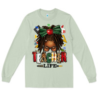 Matcha teacher life afro locs messy bun Long Sleeve Tee - texasbilliewilder