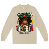 Mushroom teacher life afro locs messy bun Long Sleeve Tee - texasbilliewilder
