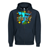 Navy hey there cowboy Zipper Hoodie - Zillion Design Studio
