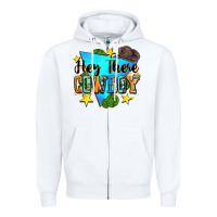White hey there cowboy Zipper Hoodie - Zillion Design Studio