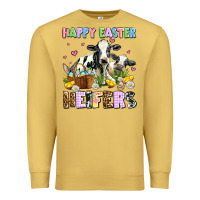 Antique Gold happy easter heifer's Premium Sweatshirt - AdoDesignShop
