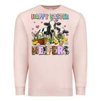 Pale Pink happy easter heifer's Premium Sweatshirt - AdoDesignShop