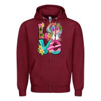Burgundy love summer unicorn Zipper Hoodie - texasbilliewilder