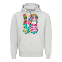 Dove Grey love summer unicorn Zipper Hoodie - texasbilliewilder
