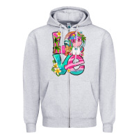 Heather Grey love summer unicorn Zipper Hoodie - texasbilliewilder