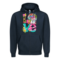 Navy love summer unicorn Zipper Hoodie - texasbilliewilder