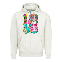Oatmeal Heather love summer unicorn Zipper Hoodie - texasbilliewilder