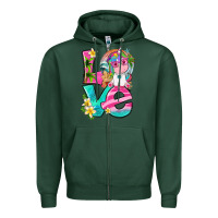 Sports Green love summer unicorn Zipper Hoodie - texasbilliewilder
