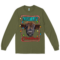 Army Green Merry Christmas Calf Long Sleeve Tee - RanaPortraitStore