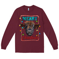 Burgundy Merry Christmas Calf Long Sleeve Tee - RanaPortraitStore