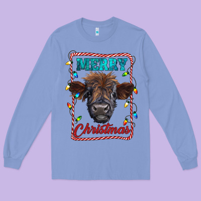 Long Sleeve Tee Merry Christmas Calf