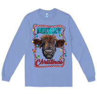 Colony Blue Merry Christmas Calf Long Sleeve Tee - RanaPortraitStore