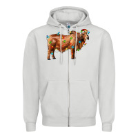 Dove Grey brahman bull with christmas lights Zipper Hoodie - RanaPortraitStore