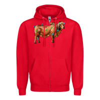 Red brahman bull with christmas lights Zipper Hoodie - RanaPortraitStore