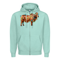 Seafoam brahman bull with christmas lights Zipper Hoodie - RanaPortraitStore