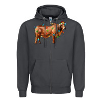 Smoke brahman bull with christmas lights Zipper Hoodie - RanaPortraitStore