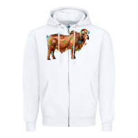 White brahman bull with christmas lights Zipper Hoodie - RanaPortraitStore