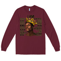 Burgundy afro man black king i am Long Sleeve Tee - texasbilliewilder