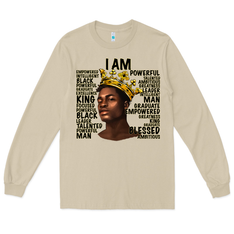 Afro Man Black King I Am Long Sleeve Tee by texasbilliewilder | Teevron