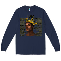 Navy afro man black king i am Long Sleeve Tee - texasbilliewilder