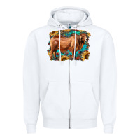 White brahman bull with aztec sunflower and leopard background Zipper Hoodie - RanaPortraitStore