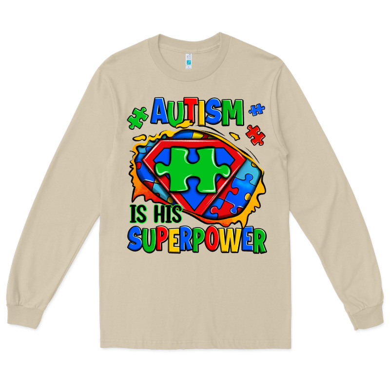 Autism Is His Superpower Ripped Long Sleeve Tee by Zillion Design Studio | Teevron