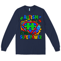 Navy autism is his superpower ripped Long Sleeve Tee - Zillion Design Studio