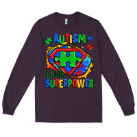Plum autism is his superpower ripped Long Sleeve Tee - Zillion Design Studio