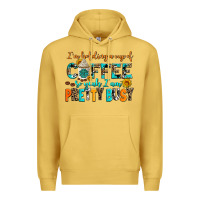 Antique Gold i am holding a cup of coffee so yeah iam pretty bu Premium Hoodie - AdoDesignShop