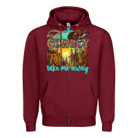 Burgundy cowboy take me away Zipper Hoodie - Zillion Design Studio