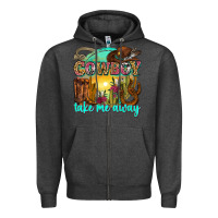 Charcoal Heather cowboy take me away Zipper Hoodie - Zillion Design Studio