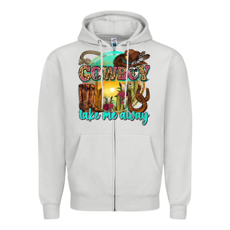 Cowboy Take Me Away Zipper Hoodie by Zillion Design Studio | Teevron
