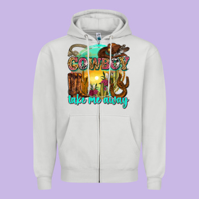 Cowboy Take Me Away Zipper Hoodie Designed By Zillion Design Studio