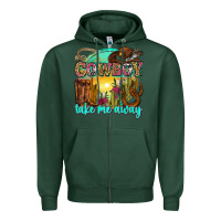 Sports Green cowboy take me away Zipper Hoodie - Zillion Design Studio