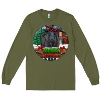 Army Green Black Angus Cattle Merry Christmas Long Sleeve Tee - RanaPortraitStore