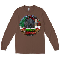Chestnut Black Angus Cattle Merry Christmas Long Sleeve Tee - RanaPortraitStore