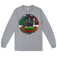Heather Grey Black Angus Cattle Merry Christmas Long Sleeve Tee - RanaPortraitStore