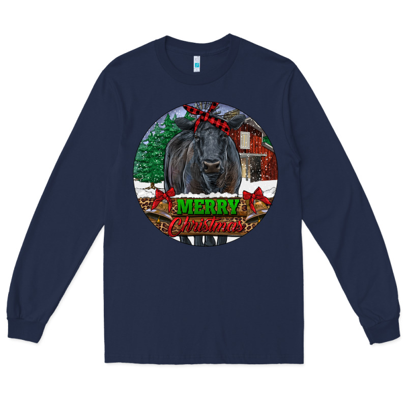 Black Angus Cattle Merry Christmas Long Sleeve Tee by RanaPortraitStore | Teevron