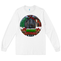 White Black Angus Cattle Merry Christmas Long Sleeve Tee - RanaPortraitStore