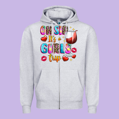 Oh Sip Its A Girls Zipper Hoodie Designed By Texasbilliewilder