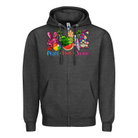 Charcoal Heather peace love gnome summer Zipper Hoodie - texasbilliewilder