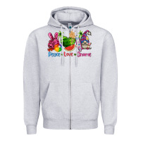 Heather Grey peace love gnome summer Zipper Hoodie - texasbilliewilder