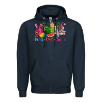 Navy peace love gnome summer Zipper Hoodie - texasbilliewilder