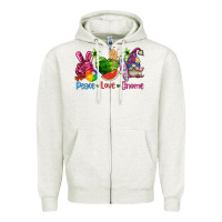 Oatmeal Heather peace love gnome summer Zipper Hoodie - texasbilliewilder