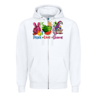 White peace love gnome summer Zipper Hoodie - texasbilliewilder
