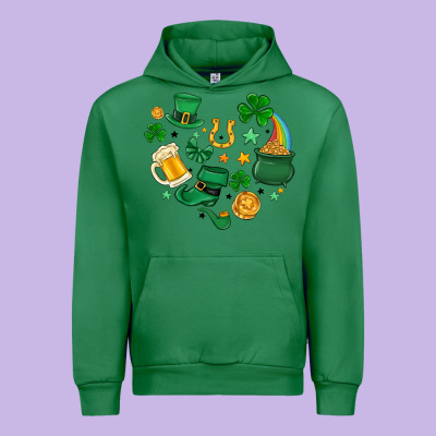 St. Patrick Heart Doodle Urban Hoodie Designed By Maliassmallbusiness